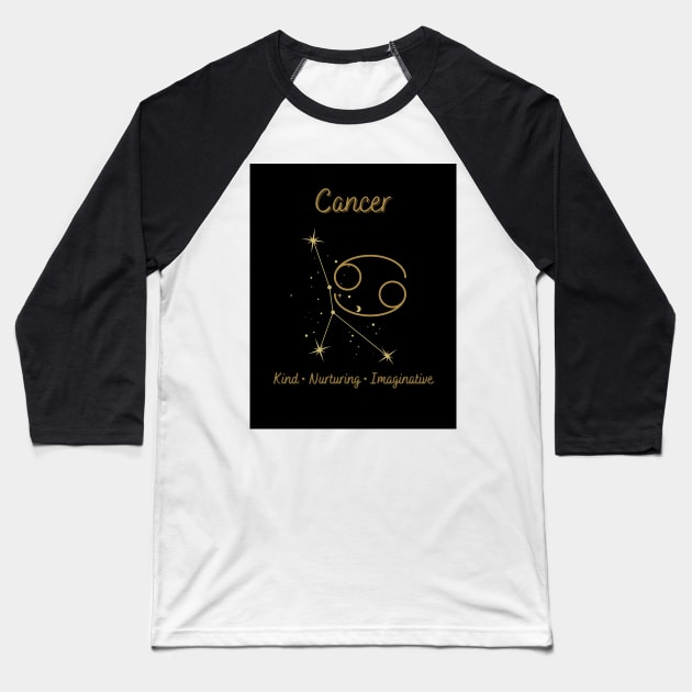 Astrology Collection - Cancer (Symbol & Constellation) Baseball T-Shirt by Tanglewood Creations